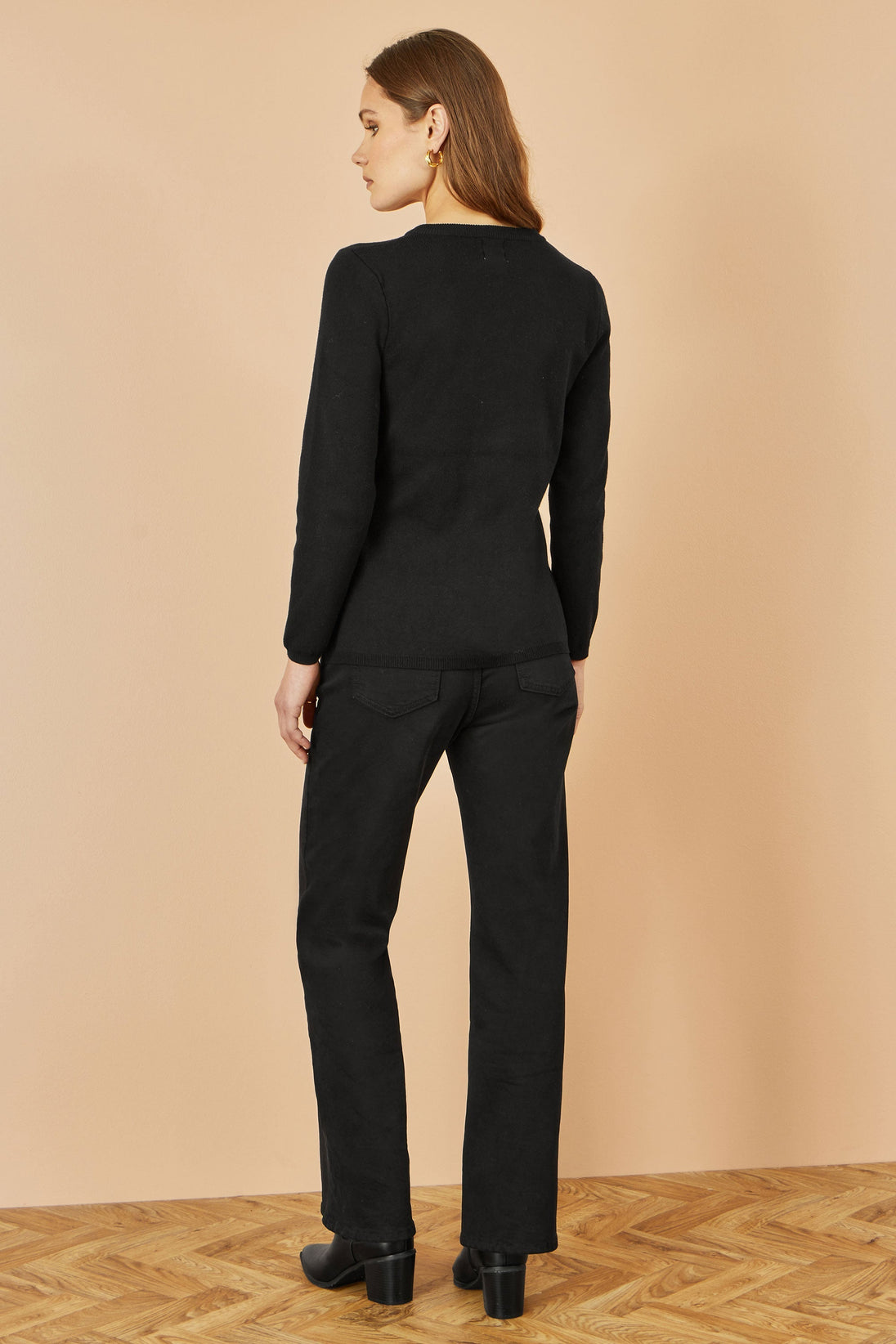 Black Knitted Fitted Button Down Peplum Cardigan Yumi