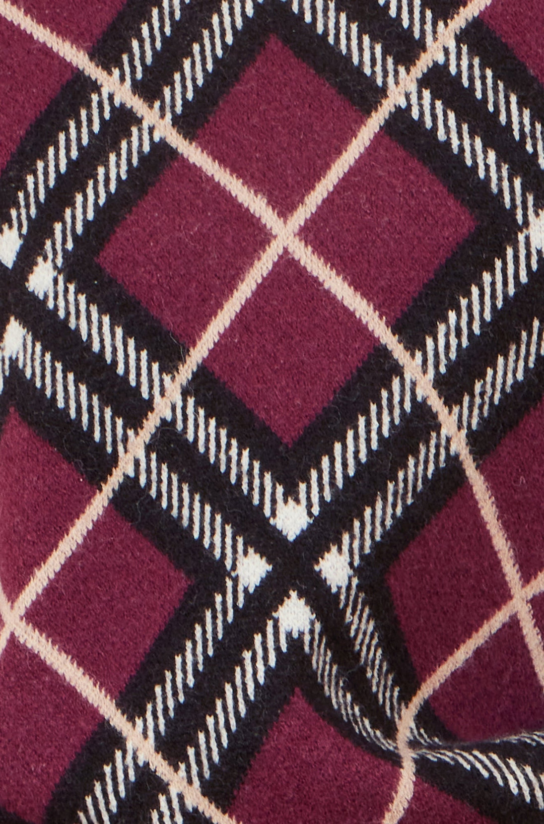 Burgundy Argyle Check Relaxed Jumper Yumi