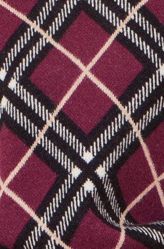 Burgundy Argyle Check Relaxed Jumper Yumi