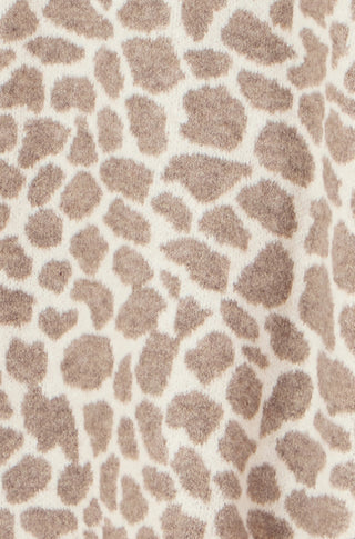 Beige Animal Print Intarsia Long Cardigan Yumi