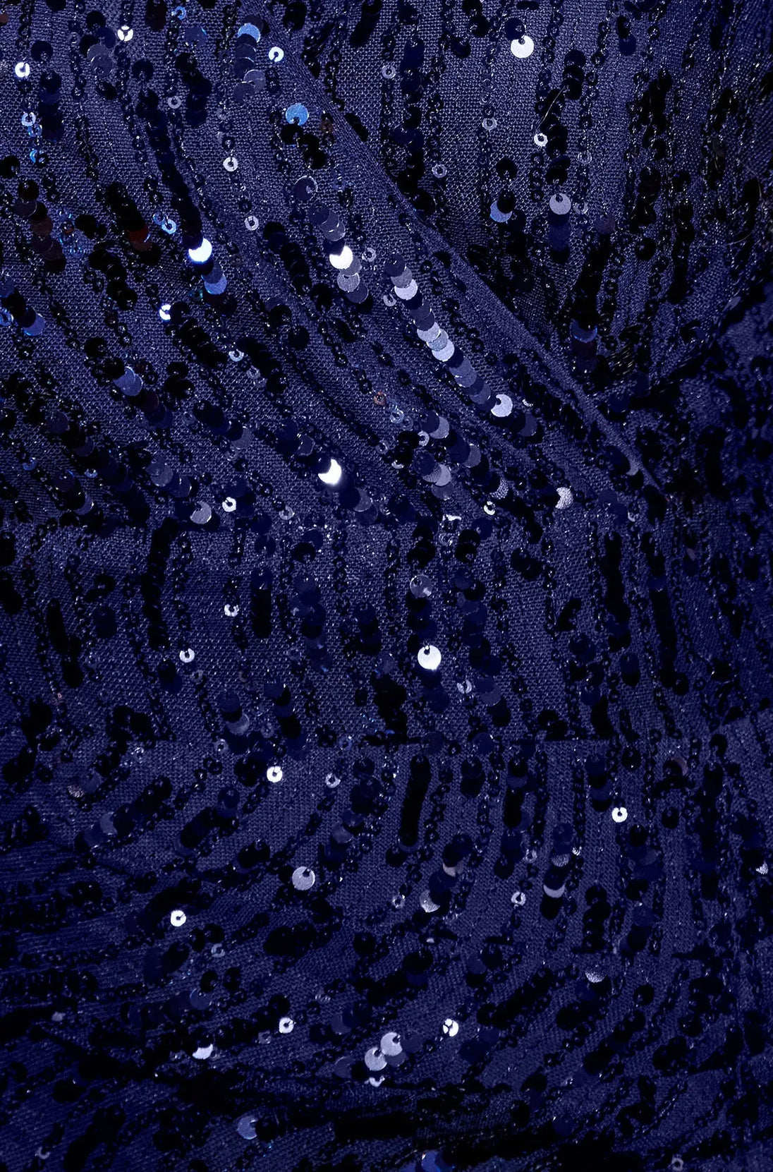 Navy Sequin Fitted Wrap Dress With Split Hem - Ezeyor