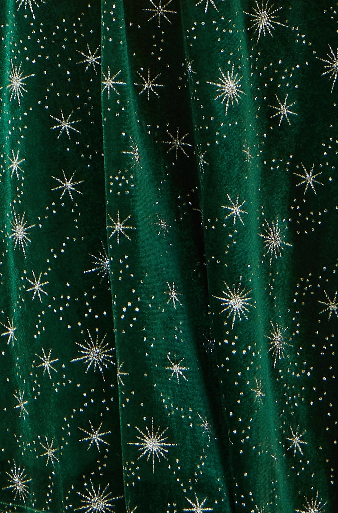 Green Starburst Foil Print Long Sleeve Skater Dress - Ezeyor