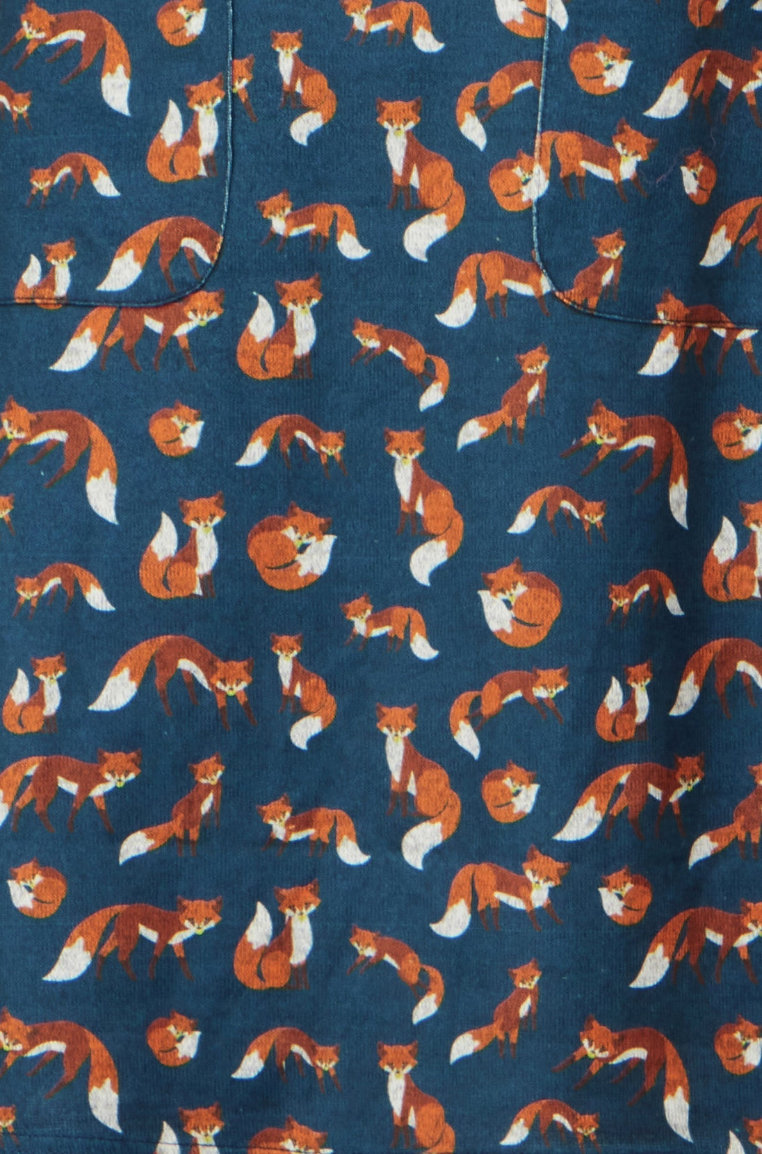 Navy Fox Long Sleeve Layered Tunic Dress With Front Pocket - Ezeyor