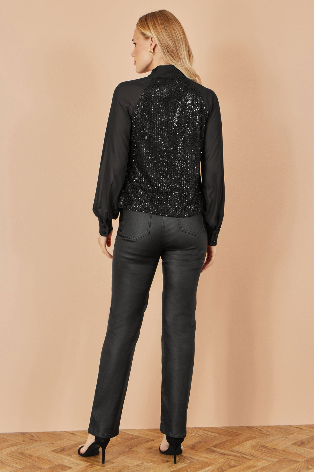 Yumi Black Sequin Bow Top Yumi