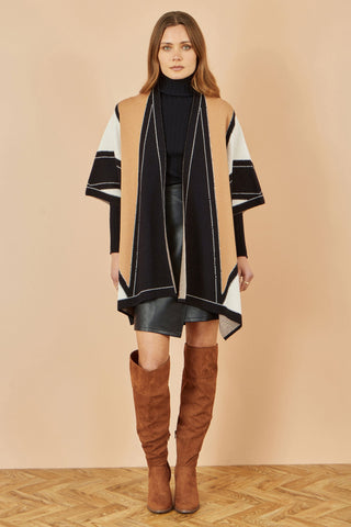 Brown Colour Block Cape - Ezeyor