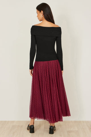 Black Sparkle Bardot Jumper With Diamante Detail - Ezeyor