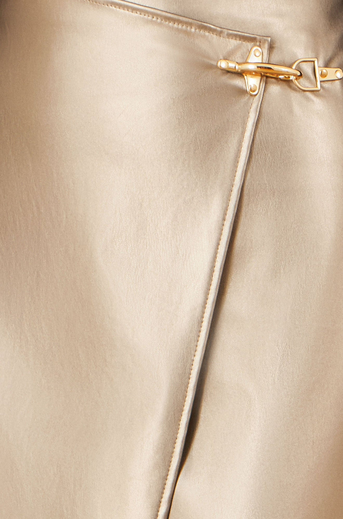 Yumi Gold Faux Leather Wrap Mini Skirt Yumi