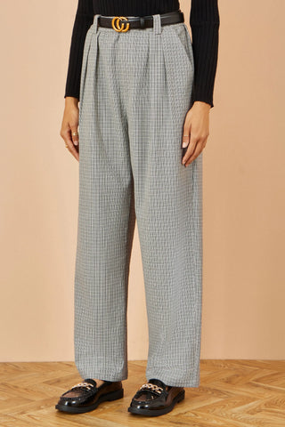 Yumi Grey Check Wide Leg Trousers Yumi
