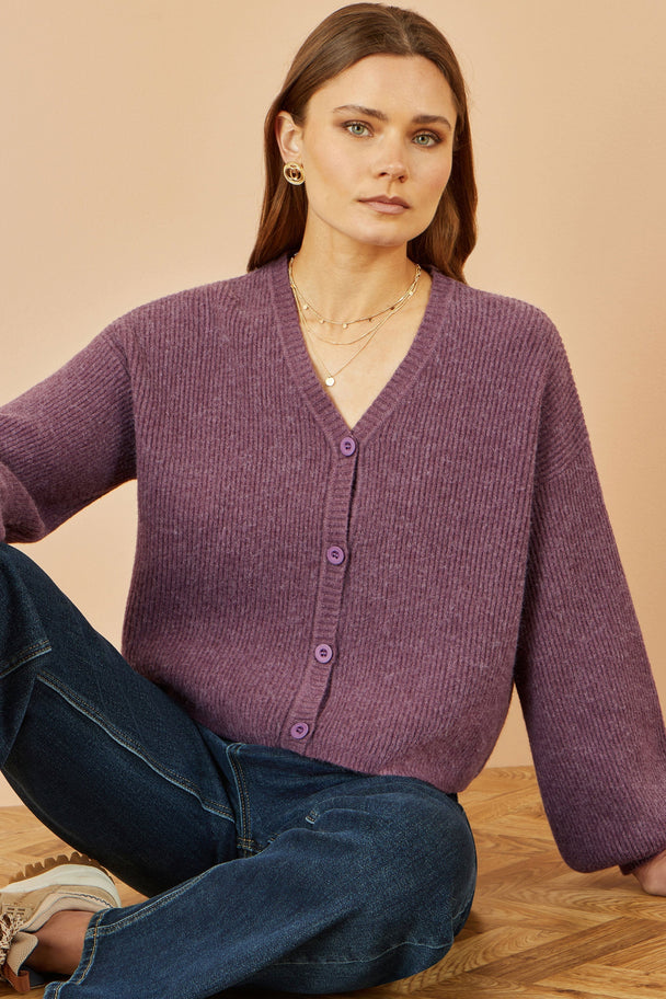 Purple Marl Knit Cardigan Yumi