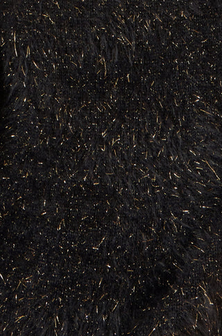 Black Metallic Fluffy Eyelash Relaxed Jumper - Ezeyor