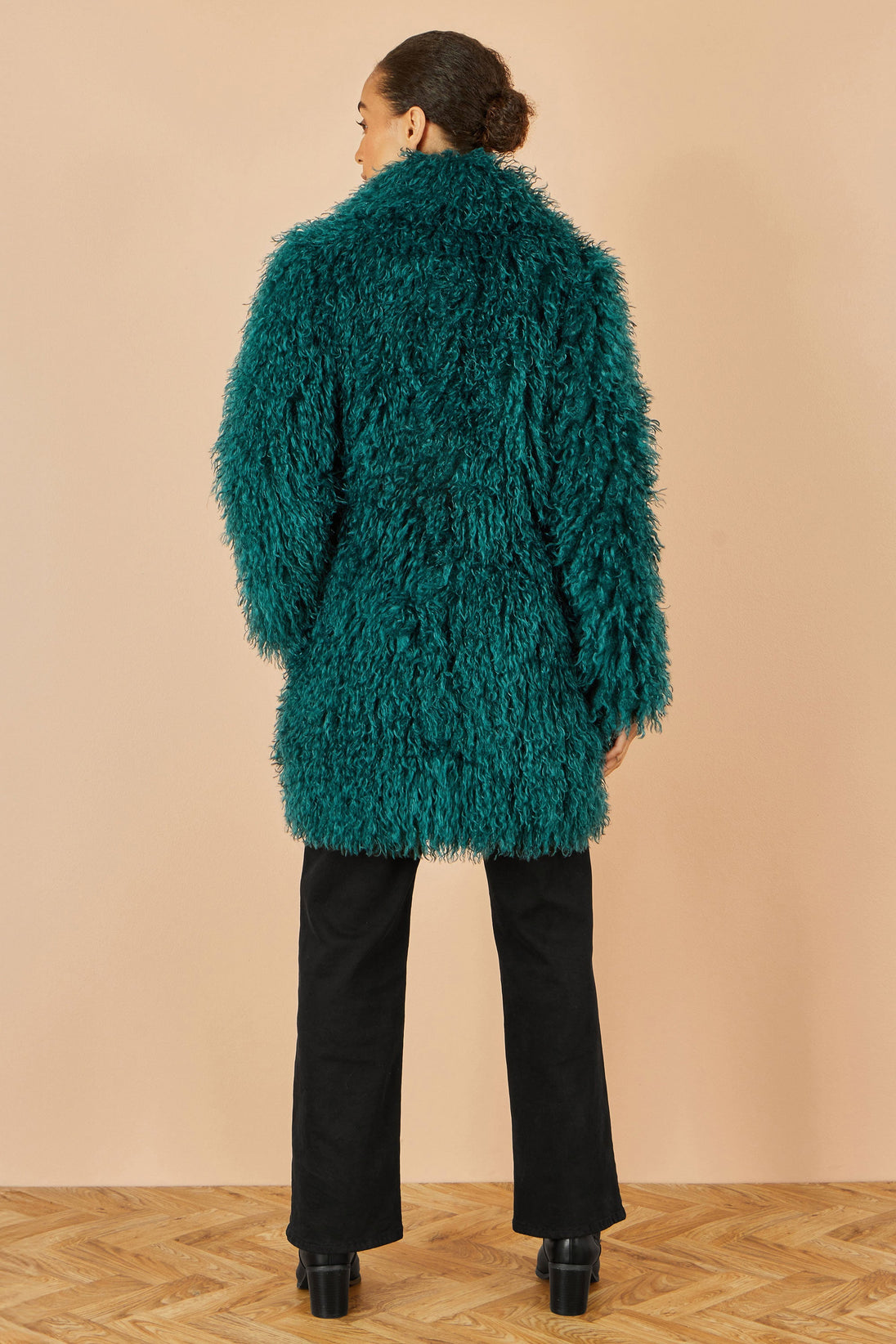 Teal Luxe Long Hair Fur Coat - Ezeyor