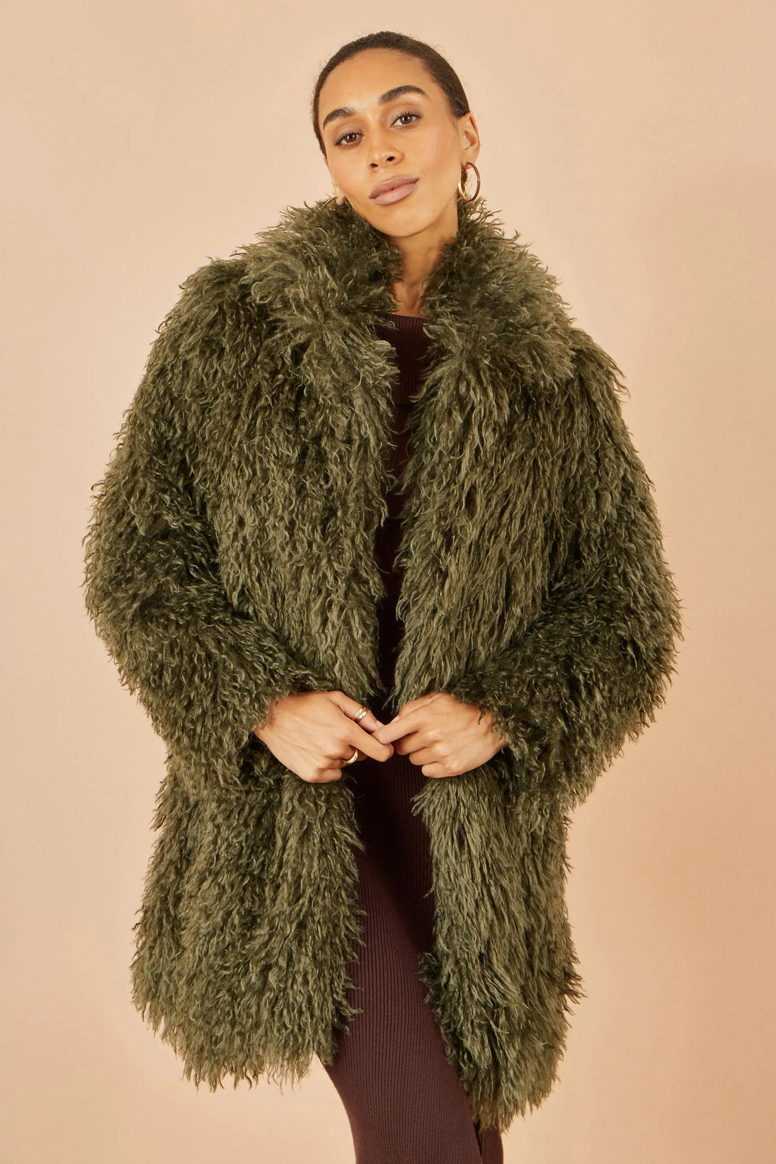 Green Luxe Long Hair Fur Coat - Ezeyor