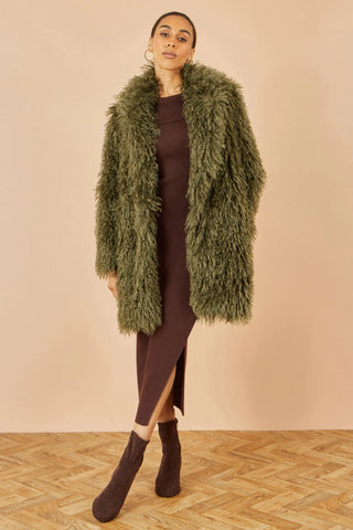Green Luxe Long Hair Fur Coat - Ezeyor