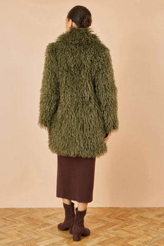 Green Luxe Long Hair Fur Coat - Ezeyor