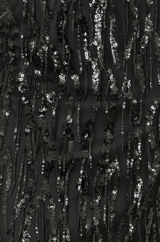 Yumi Black Hanging Sequin fitted midi skirt with shimmering hanging sequins and flattering silhouette