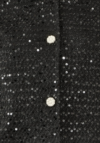 Yumi Black Boucle Sequin Jacket With Pearl Buttons Yumi