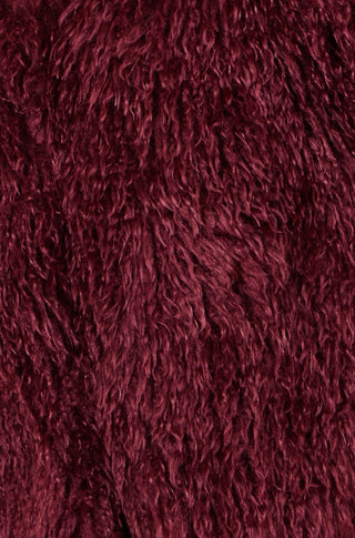 Burgundy Luxe Fluffy Faux Fur Coat - Ezeyor