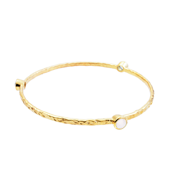 Thalia Three Stone Stacking Bangle Rainbow Moonstone Azuni London
