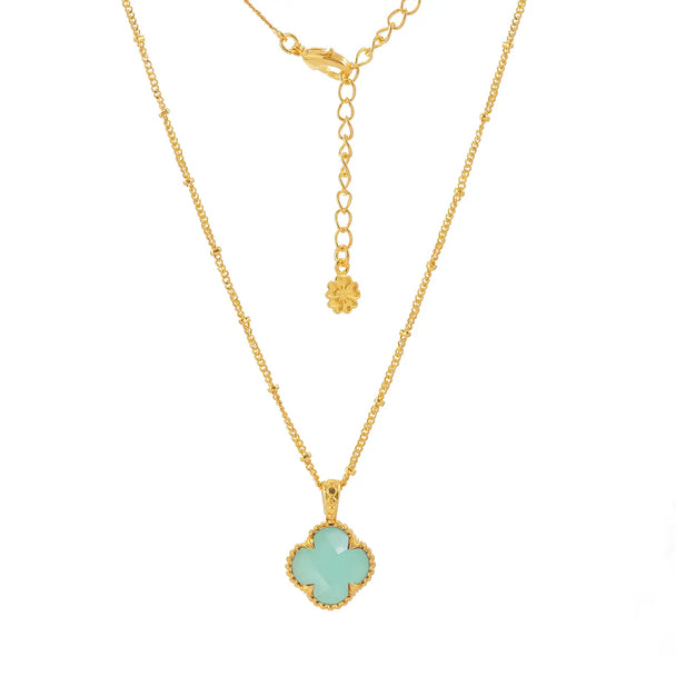 Tyche Gemstone Necklace with Pariba Onyx pendant in 22K gold on recycled brass, adjustable chain 17-19 inches