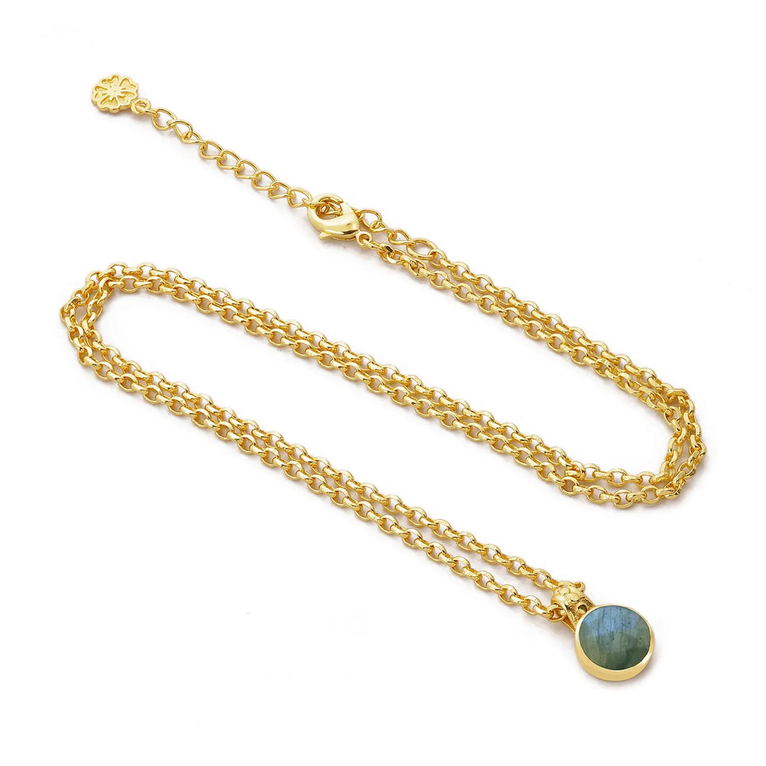 Charis Round Gemstone Necklace | Azuni London 22K Gold | Labradorite Azuni London