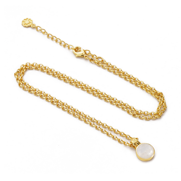 Charis Round Gemstone Necklace Moonstone Azuni London