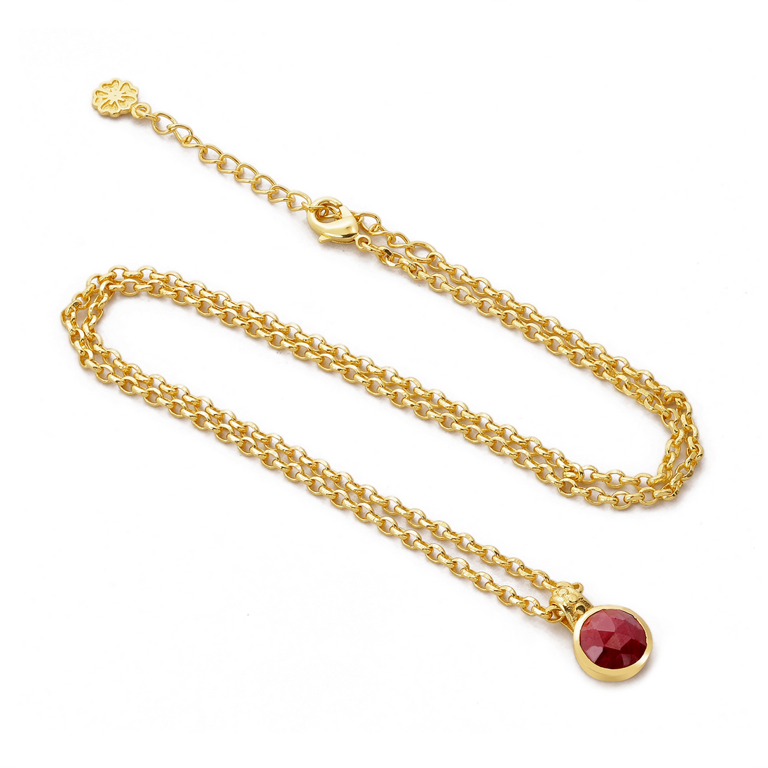 Charis Round Gemstone Necklace Ruby Azuni London