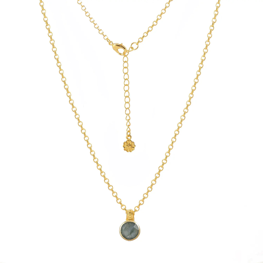 Charis Round Gemstone Necklace | Azuni London 22K Gold | Labradorite Azuni London