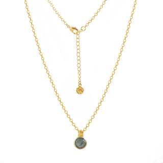 Charis Round Gemstone Necklace | Azuni London 22K Gold | Labradorite Azuni London