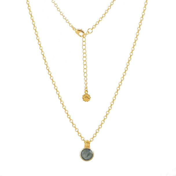 Charis Round Gemstone Necklace | Azuni London 22K Gold | Labradorite Azuni London