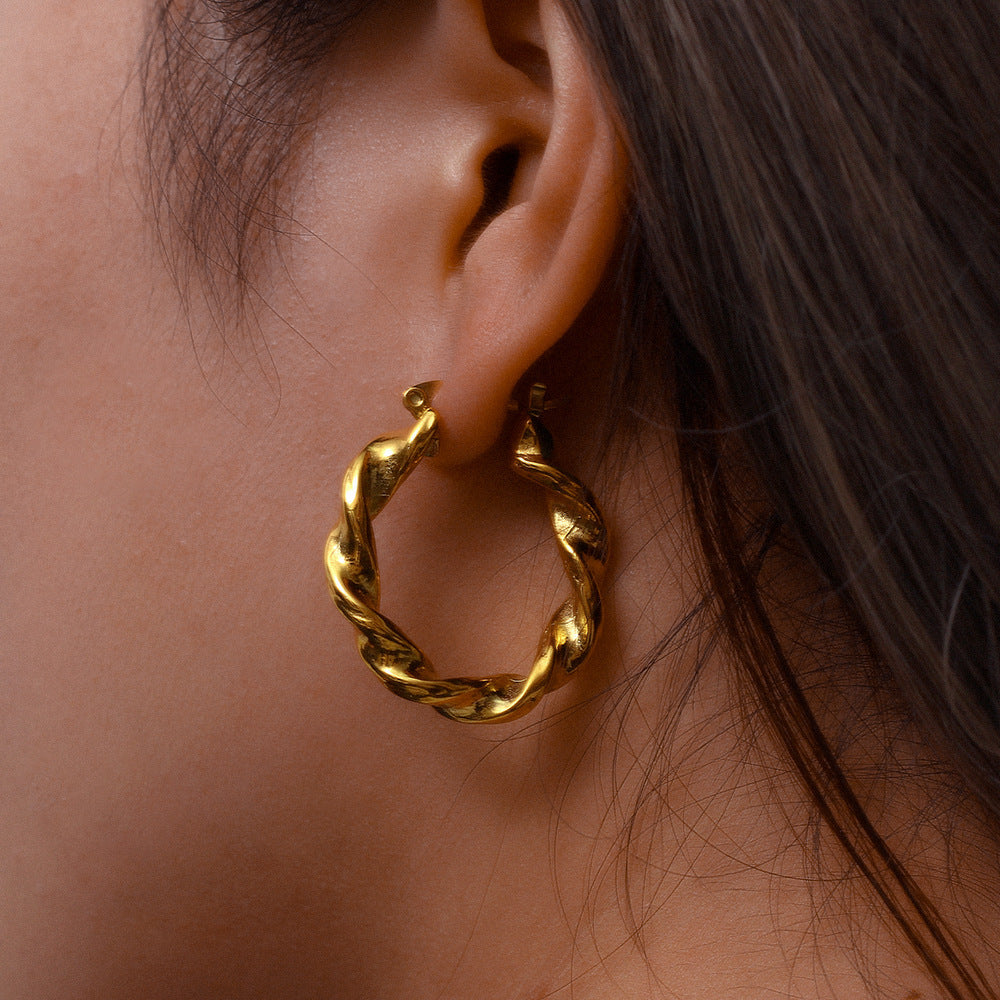 Gold Twisted Hoop Earrings