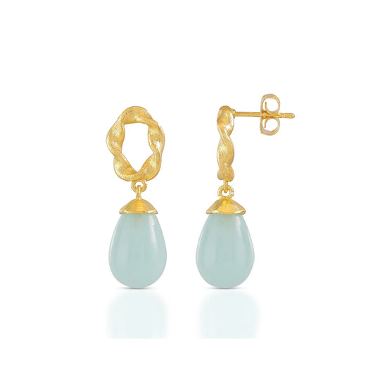 Moirai Twisted Loop Earrings | Azuni London 22K Gold | Pariba Onyx Azuni London