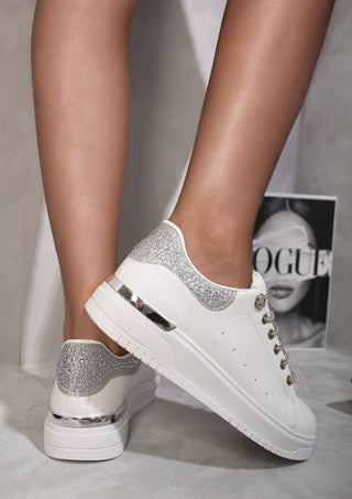 Embellished Lace Platform Trainers