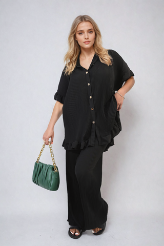 Ruffle Top and Wide Leg Trouser Co-ord Set