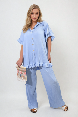 Ruffle Top and Wide Leg Trouser Co-ord Set