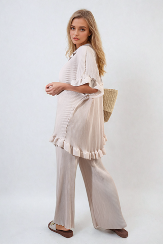 Ruffle Top and Wide Leg Trouser Co-ord Set