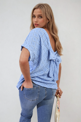 Bow Back Eyelet Top