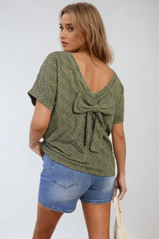 Bow Back Eyelet Top