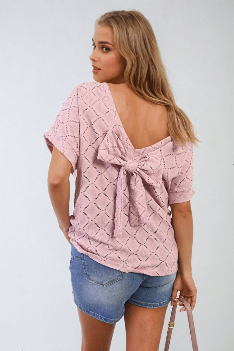 Bow Back Eyelet Top