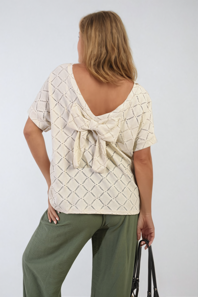 Bow Back Eyelet Top