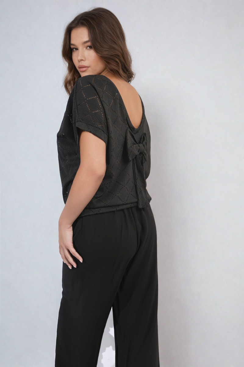 Bow Back Eyelet Top