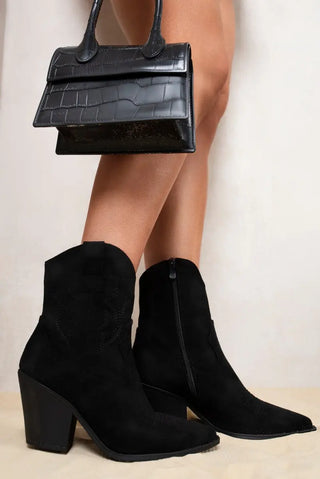Suede Cowboy Ankle Length Boots Kenike