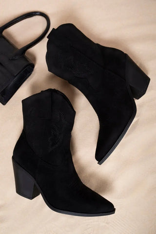 Suede Cowboy Ankle Length Boots Kenike