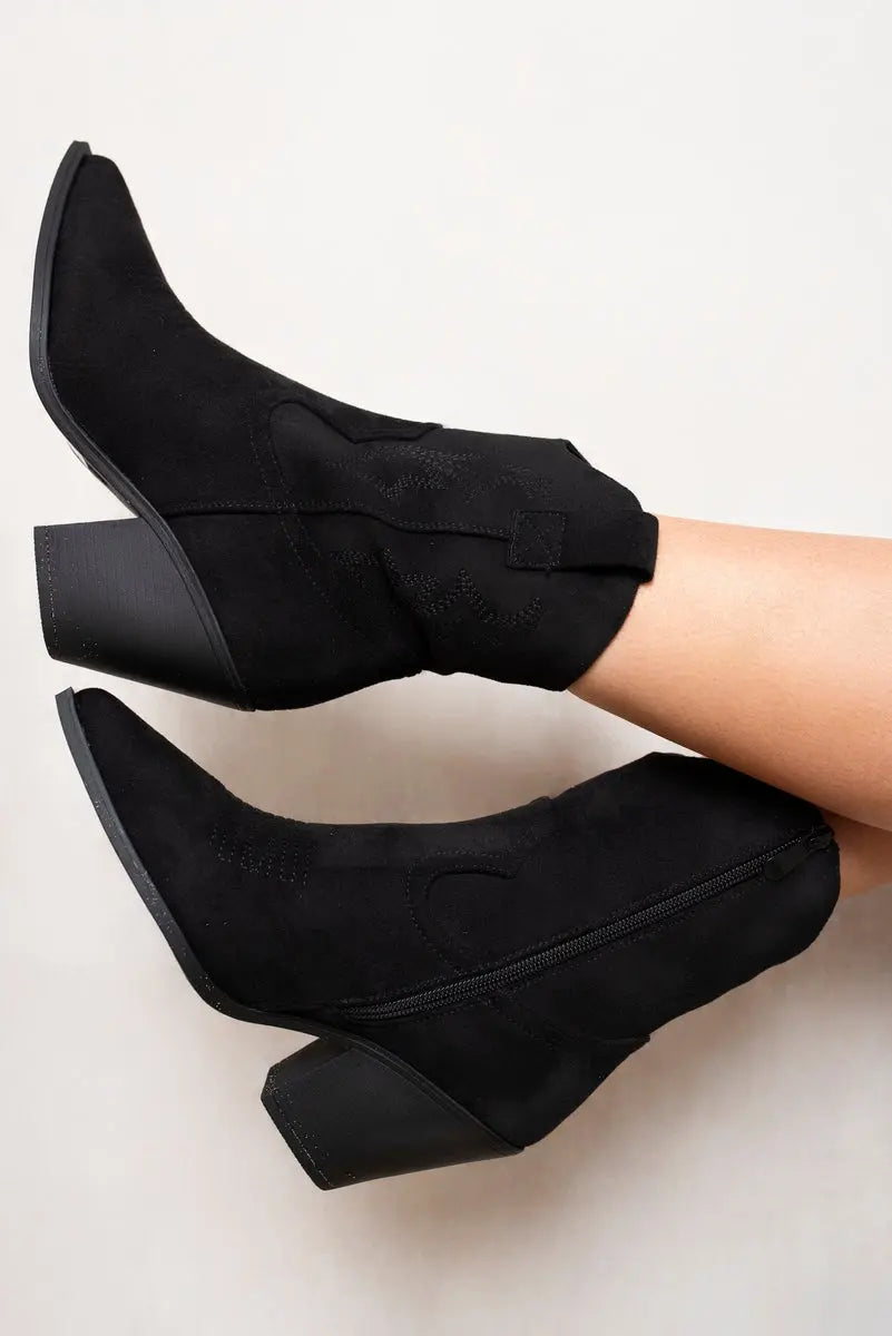 Suede Cowboy Ankle Length Boots Kenike
