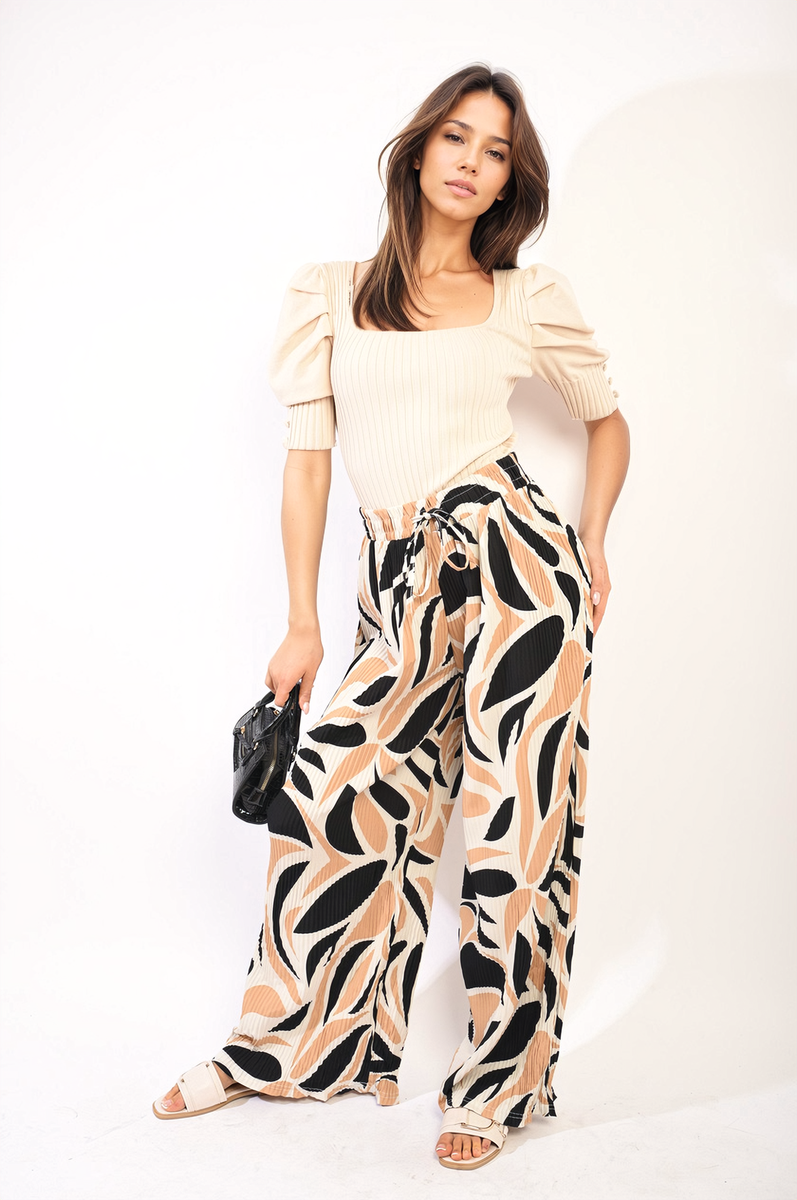 Floral Pattern Wide Leg Trousers