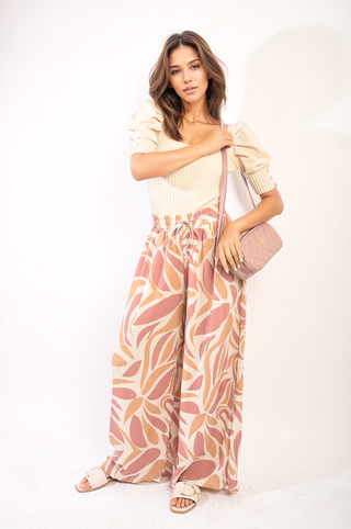 Floral Pattern Wide Leg Trousers