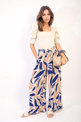 Floral Pattern Wide Leg Trousers