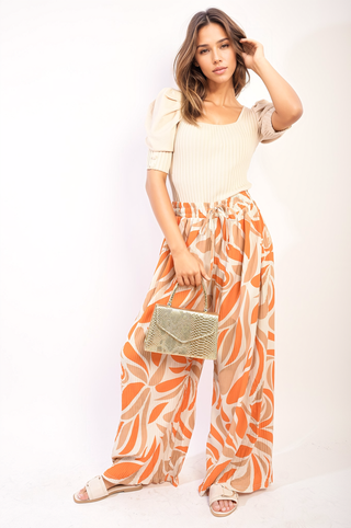 Floral Pattern Wide Leg Trousers