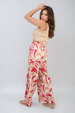 Floral Pattern Wide Leg Trousers