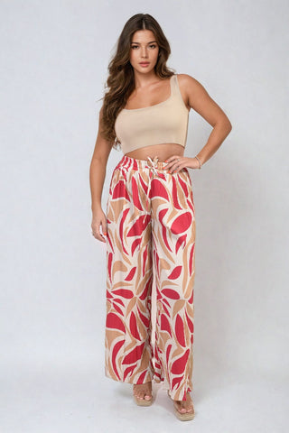 Floral Pattern Wide Leg Trousers