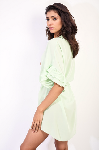 Ruffled Sleeve Mini Dress